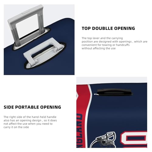 Image of Custom New England Luggage Cover Personalized Football Style Suitcase Cover with Name Number Customized Washable Elastic Sports Travel Suitcase Protector for Business Vacation Gifts