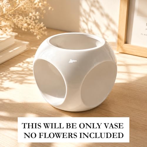Image of Art Street Cup Shaped Ceramic Vase for Home Dcor| White (4x5 inch)| Vases for Fake Flowers, Plants| Decorative Items for Living Room| Table, Office Gift for House Warming| Flowers Not Included