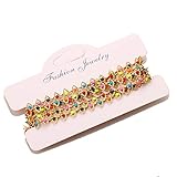 MURUI QA Largeur 1M Largeur 6mm Rhombus Eye Turc Connectez-Vous avec des chaînes en émail pour DIY Bracelet & Colliers Bijoux Fournitures Y905 (Color : Gold)