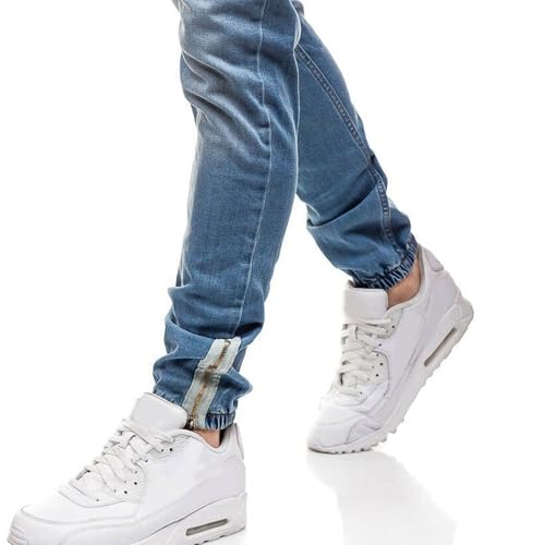 Slim Fit Jeans for Men Elastic Waist Jeans for Men Moto Biker Jean Slim Fit Denim Pants Men's Drawstring Jean2