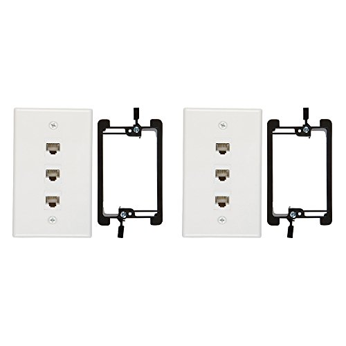 Buyer's Point 3 Port Cat6 Wall Plate, Female-Female White with Single Gang Low Voltage Mounting Bracket Device (2, 3 Port)