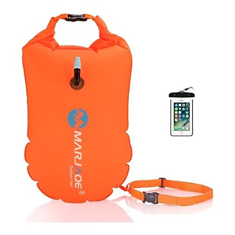 Jansite Swim Buoy 28L with Dry Bag and Waterproof Phone Case, Open Water inflatable Swim Bubble Float for Swimmers, Triathletes, Snorkelers, and Safe Swim Cover