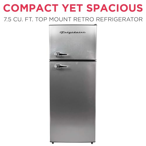 Frigidaire, 2 Door Apartment Size Refrigerator/Freezer Combo, 7.5 cu ft, Platinum Series, Stainless, 23" D x 21.5" W x 55.5" H