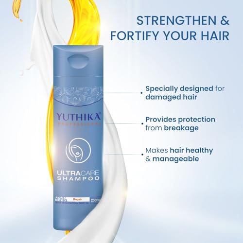 Image of Yuthika Professional Ultra Care Shampoo (Damaged Hair Repair, 250ml) Advanced Formula Long-Lasting Repair Strengthens and Smoothens Sulfate-Free - Men