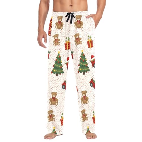 Men's Pajama Bottom Christmas Trees Bears Trucks Cotton Pajama Pants Drawstring Sleepwear Long Pants Pockets2