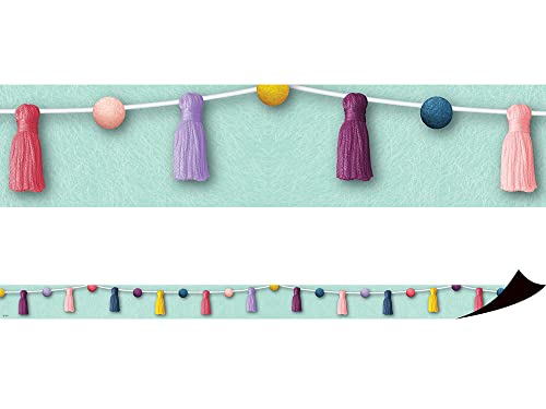 Bordure magnétique Oh Happy Day à pompons et glands de 24 pieds pour tableau