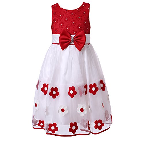 Richie House Little Girls' Sweet Dress with Embroidery and Pearls Size 3-8 Rh2140