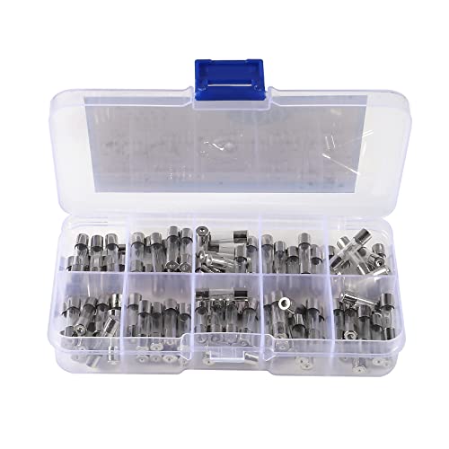 DIANN 100pcs Fast-Blow Glass Fuses Assortment Kit 10 Values 5x20mm 250V 0.2 0.5 1 2 3 5 8 10 15 20A amp Assortment Kit