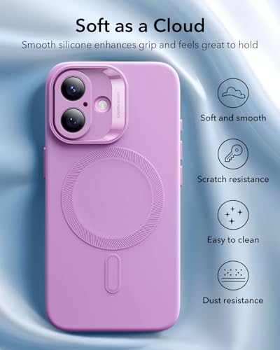Image of ESR for iPhone16 Case with MagSafe, Supports Magnetic Charging, Smooth & Slim Silicone Case, Shockproof, Full Screen and Camera Protection, Soft Microfiber Lining,Pink