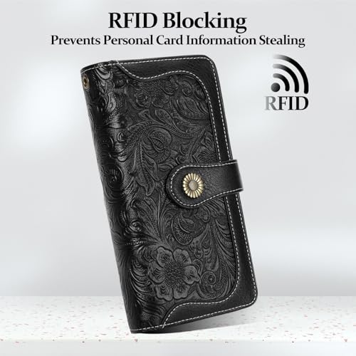 Image of FALAN MULE Wallets for Women Trifold Wristlet Wallets Large Capacity RFID Blocking Ladies Purse Credit Card Holder
