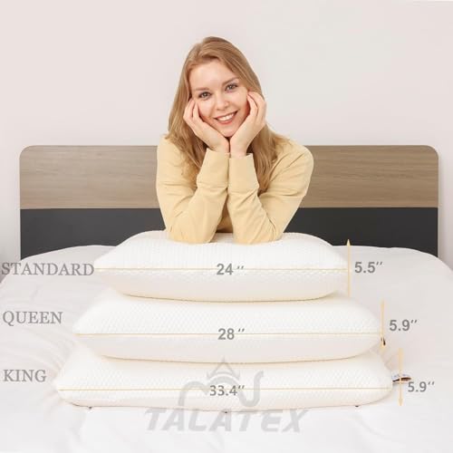 Image of Talatex Premium 100% Natural Talalay Latex Pillow for Side & Back Sleepers | PureFusion Talalay Latex offers Breathable Pressure Relief, Responsive Support, and a Removable, Washable Tencel Cover