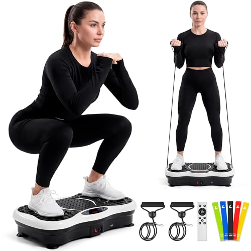 JUPPLIES Plataforma Vibración Muscular con 99 Velocidades, 5 Modos y 5 Bandas Elásticas - Máquina de Ejercicio con Bluetooth y Mando a Distancia para Adelgazar, Tonificar y Mejorar la Circulación JUPPLIES Plataforma Vibración Muscular con 99 Velocidades, 5 Modos y 5 Bandas Elásticas - Máquina de Ejercicio con Bluetooth y Mando a Distancia para Adelgazar, Tonificar y Mejorar la Circulación