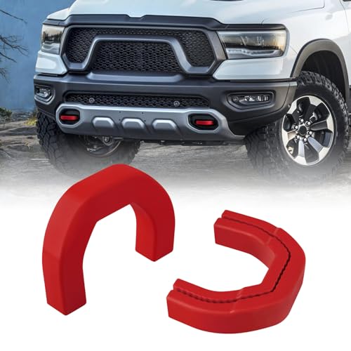 TECHPICCO Front Tow Hooks Covers Hitch Cover customized Car Tow Hooks Compatible with RAM 1500 Accessories 2019-2025|Red (Not Fit for RAM 1500 Classic,Warlock,RAM 2500,RAM 3500)