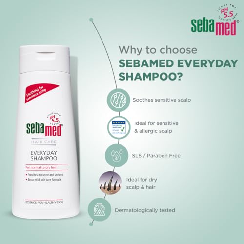 Sebamed Everyday Shampoo |pH 5.5|Soothing for sensitive scalp| Normal to Dry scalp | Dermatologically & clinically tested | 200ml - Image 3