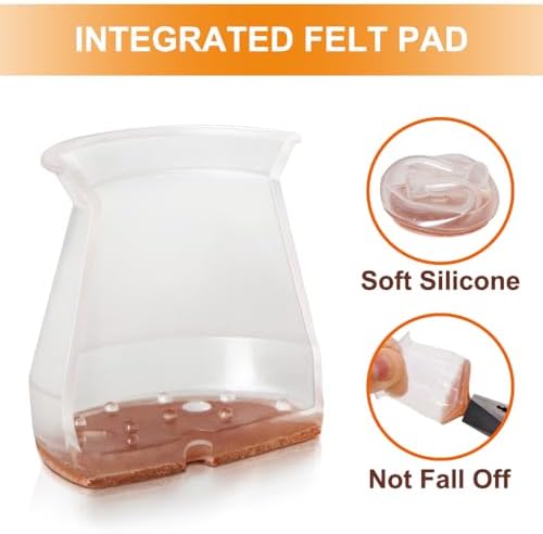 32 Pcs Chair Leg Floor Protectors for Hardwood Floors Silicone Covers to Protect Wood Tile Floors Scratches Felt Pads Furniture Leg Caps Reduce Noise (Fit:0.9"-1.29")