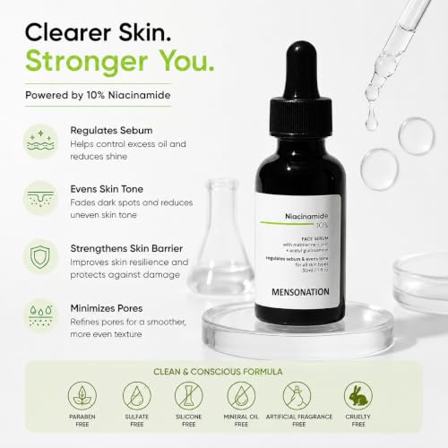 Image of Niacinamide 10% Face Serum with Matmarine, Zinc and Acetyl Glucosamine, Regulates Sebum, 30ml