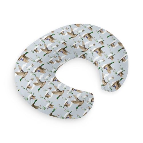 Image of HawSkgFub Duck Hunting Mallard Hunter Nursing Pillow Cover for Baby Boys, Wild Animal Bird Reeds Blue Breastfeeding Pillow Slipcover, Nursing Pillowcase for Newborn Infant, Cover Only