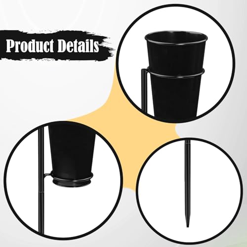 Cemetery Vase Flower Holder, Metal Detachable Black Memorial Floral Vase with Stake, Outdoor Lawn Flower Arrangement Stand, L image 1