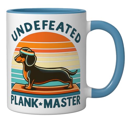 Taza de cerámica Wiener Dog diseño deportivo azul/blanco miniatura 2