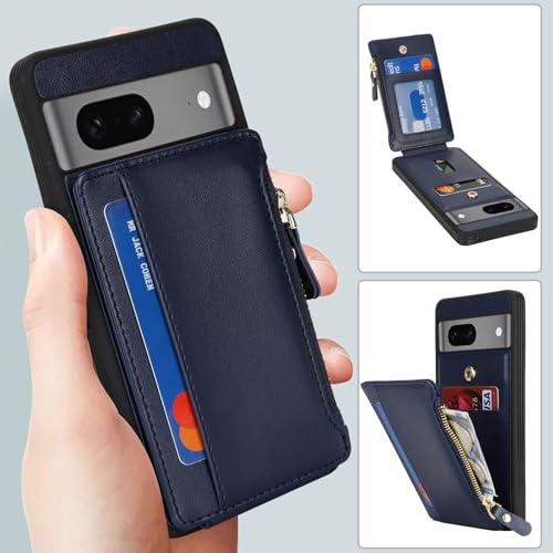 Image of Cavor for Google Pixel 7 Case Wallet with Card Holder, Blue
