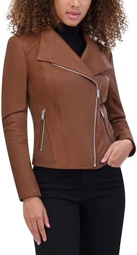 Andrew Marc Women&#39;s Asymmetrical Felix Leather Moto Jacket