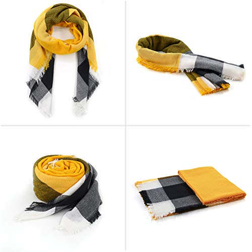 Zando Plaid Blanket Thick Winter Scarf Tartan Chunky Wrap Oversized Shawl Cape Scarves2