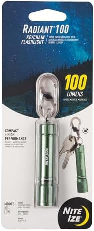Nite Ize Radiant 100 Keychain Flashlight - Waterproof Mini Keychain Flashlight with Bright 100 Lumen Light - Backpacks & Keys Accessory - Olive