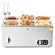 Wilprep Bain Marie 15L Warmhaltebehälter Grillgut Gastro Speisewärmer Elektrisch, Chafing Dish Buffetwärmer Wärmebehälter Essen mit 6 X 1/6 GN-Behälter mit Ablaufhahn & Deckel 1500W 30-85°C Edelstahl