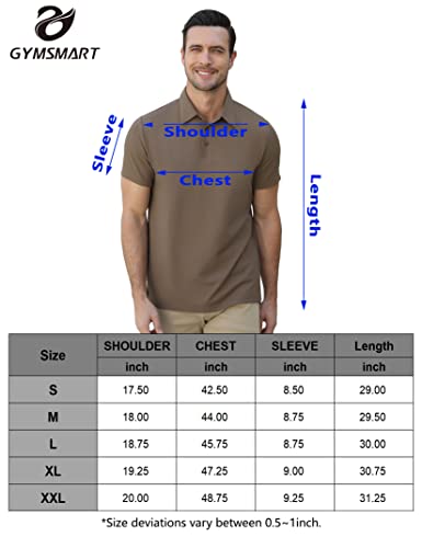 Gymsmart Brown Polo Shirts For Men Short Sleeve Casual Work Polos 2Xl #TOP5