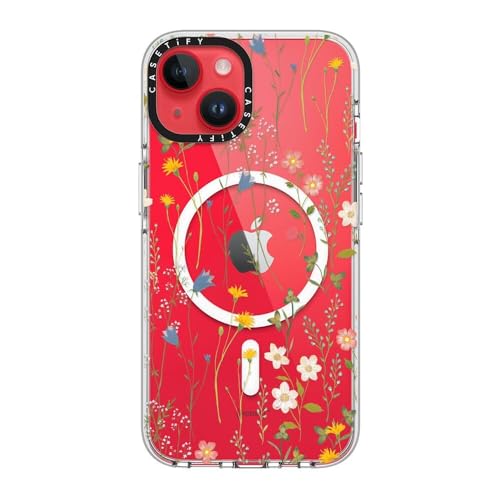 Coque transparente iPhone 14 CASETiFY fleurie compatible MagSafe