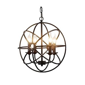 Boerderij kroonluchter Gemakkelijk te ontmantelen Lange kroonluchter E14 Geschilderd Dumb Black Iron Energy-Saving LED…