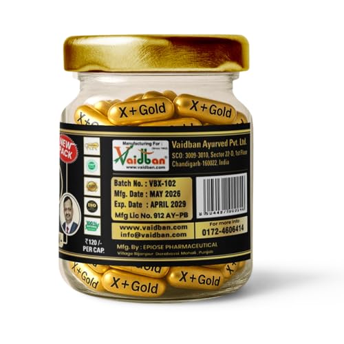 Image of Vaidban X Plus Gold Capsule: A premium blend, this Ayurvedic formulation is expertly crafted to enhance vitality, stamina, and holistic well-being. (30 Capsule)