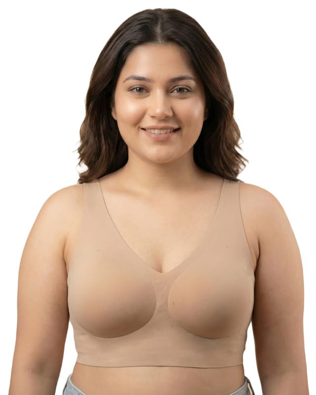 tweens Cotton Padded Plus-Size Bonded Bra for Women | Full Coverage Broad Straps | Light Padding | Seamless Wire-Free No-Dig Comfort | Breathable Cotton | Elastic-Free No Marks | Pack of 1|-picture-40