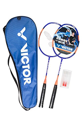 Victor Badminton-Set V-2900 Premium Kinder & Junior Set - 2 Badmintonschläger mit verkürztem Schaft & inkl. 2 robusten, windstabilen Federbällen