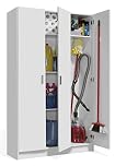 Vita - 3 Door Broom Cupboard Kitchen Utility Room Modular Cleaning Cabinet (H: 180cm x W: 109cm x D: 37cm) (White)