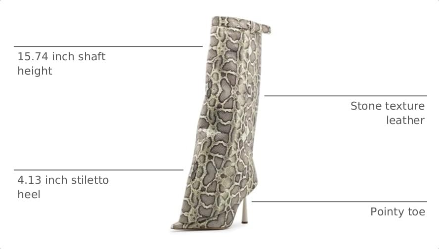 Image of Goolita Fold Over Boots For Women, Pointed Toe Stiletto Heel Knee High Boots Fashion Comfortable Slip On Tall Boots