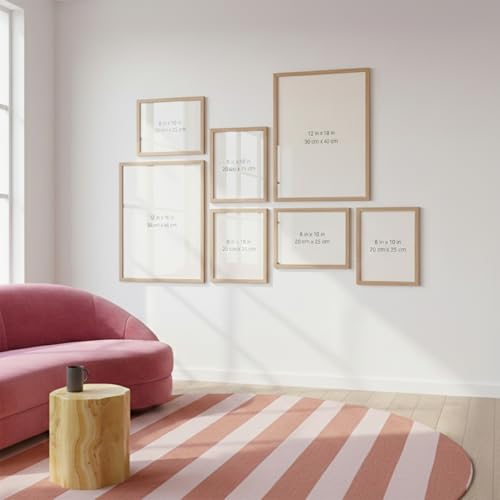 Image of HOTHOUSE Photo Frame For Wall decoration | Wooden Frames For living room Office | Aesthetic Frames For Wall Decor Gifts | Photo frame for Home Decor Bedroom | Set of 7 (BROWN, Combo-2)