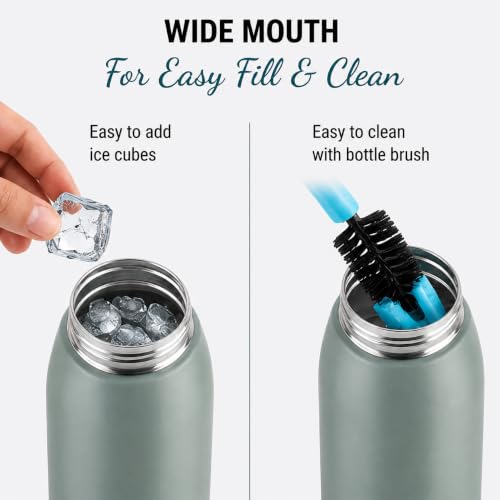Image of CELLO Puro Steel-X Flint 900 Insulated Water Bottle 650 ml, Dark Grey | Easy Press Open Flip Top, Easy to Carry with Handle Leak Proof Inner Steel Water Bottle for School Kids, Office Gym Travel