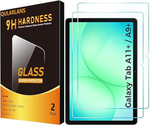Qularlans 2 Pack Screen Protector for Samsung Galaxy Tab A9 Plus 11 Inch (2023 SM-X210/X216/X218) & Tab A11 Plus 11 Inch (2025 SM-X230/X235/X236B) 9H Hardness HD Clear Bubble-Free Case Friendly S Pen Compatible