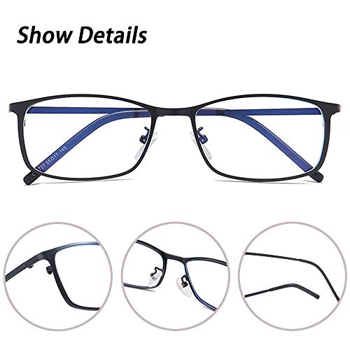 Qecepei Blue Light Blocking Glasses For Mens,Metal Frame,Computer Reading Eyewear,Silver #TOP3