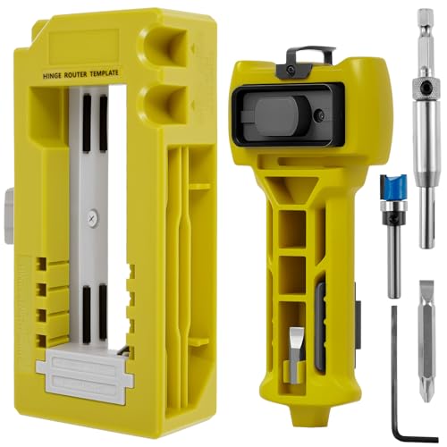 Door Hinge & Door Latch Installation Kit Hinge Mortiser Template for Accurate Chiseling and Scoring with Router Bit Wrench for Installation Woodworking Easy to Set Up and Use(Green)
