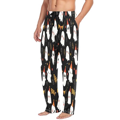Qilmy Halloween Ghost Men's Cotton Pajama Pants, Lightweight Lounge Sleepwear with Drawstring and Pocket4