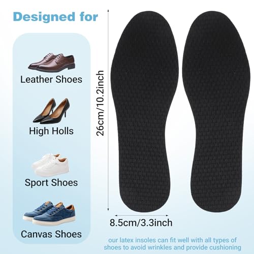 Image of 4 Pairs Breathable Sweat, Plantillas para Zapatos De Mujer, Absorbing Silicone Thin Insoles for Women, Ultra-Soft Latex Foam Shoe Inserts, Cuttable and Washable Insoles for Size 8US (Gray)
