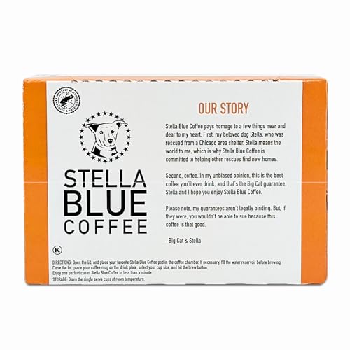 Stella Blue K-Cups Coffee Pods, Miss Peaches Blend, Medium Roast, Citrus, Caramel and Fruity Notes, 100% Arabica, Ethically Sourced from Central & South America, 12 Single Serve Recyclable Pods