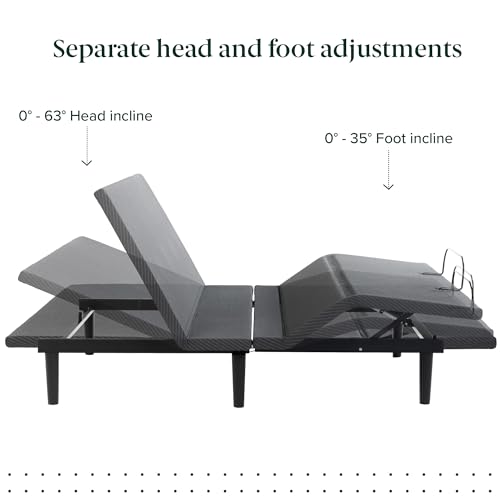Image of Zinus Nadia Adjustable Bed Frame, Electric Reclining Platform Bed Base, 5-Function Wireless Remote, Independent Head and Foot Incline, Easy, Tool-Free Assembly, Twin XL