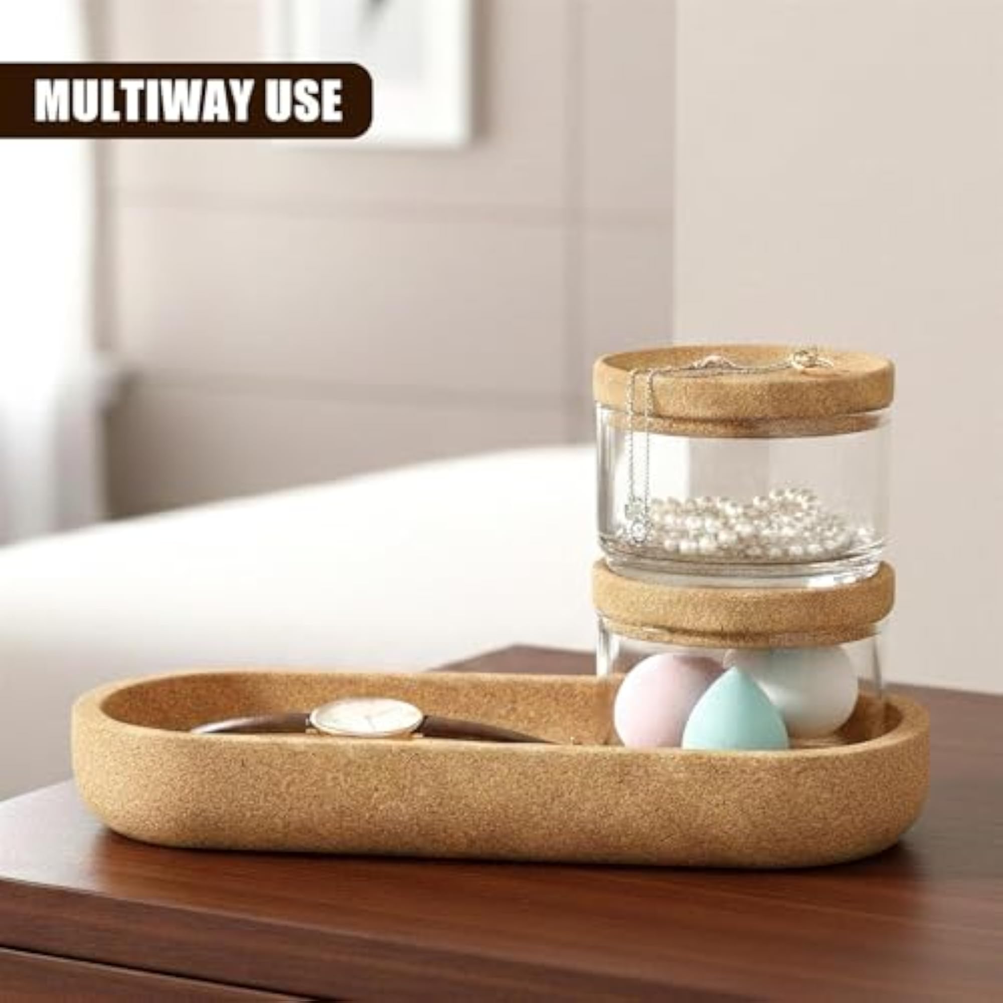 5 Piece Storage Jars with Lids for Makeup Organiser