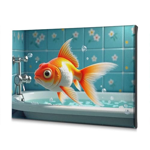 Tableau poisson rouge lavabo pour décoration murale chrétienne de salle de bain