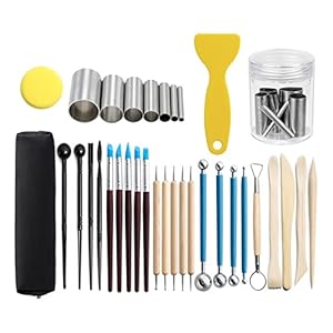 Multifunctioneel Polymeer Clay Tools Ball Stylus Punttools Keramische Shapers Modellering Gesneden keramiek Diy Gereedschapsculptuur aardewerk voor kleiaardewerk, doe-het-zelf (Color : 33pcs set)