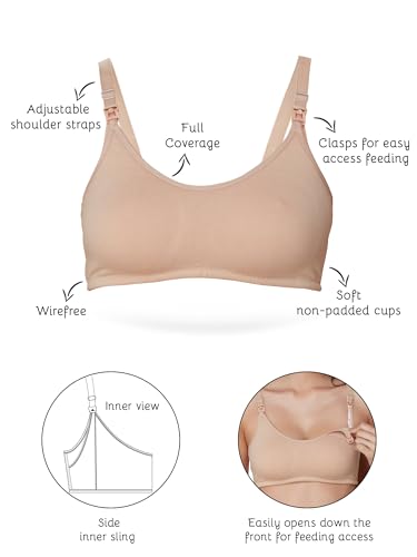 Image of Inner Sense Organic Cotton Bamboo Nursing Bra for Women I Non Padded Feeding Bra with Keyhole Back Design and Wire Free I Maternity Innerwear with Full Coverage