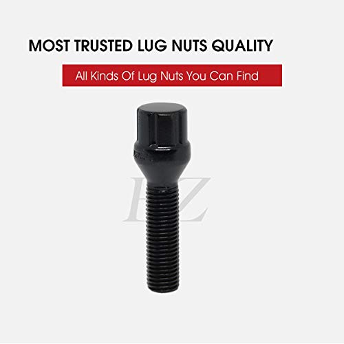 Image of 20 Pc 12x1.5 Black Spline Tuner Lug Bolts 40MM Shank for Aftermarket Wheels to Fit Many BMW Mercedes Audi VW Models with 12mm Studs